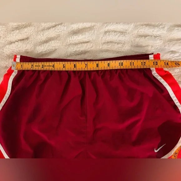 Nike Women's Red and White Athletic Shorts - Picture 3 of 5